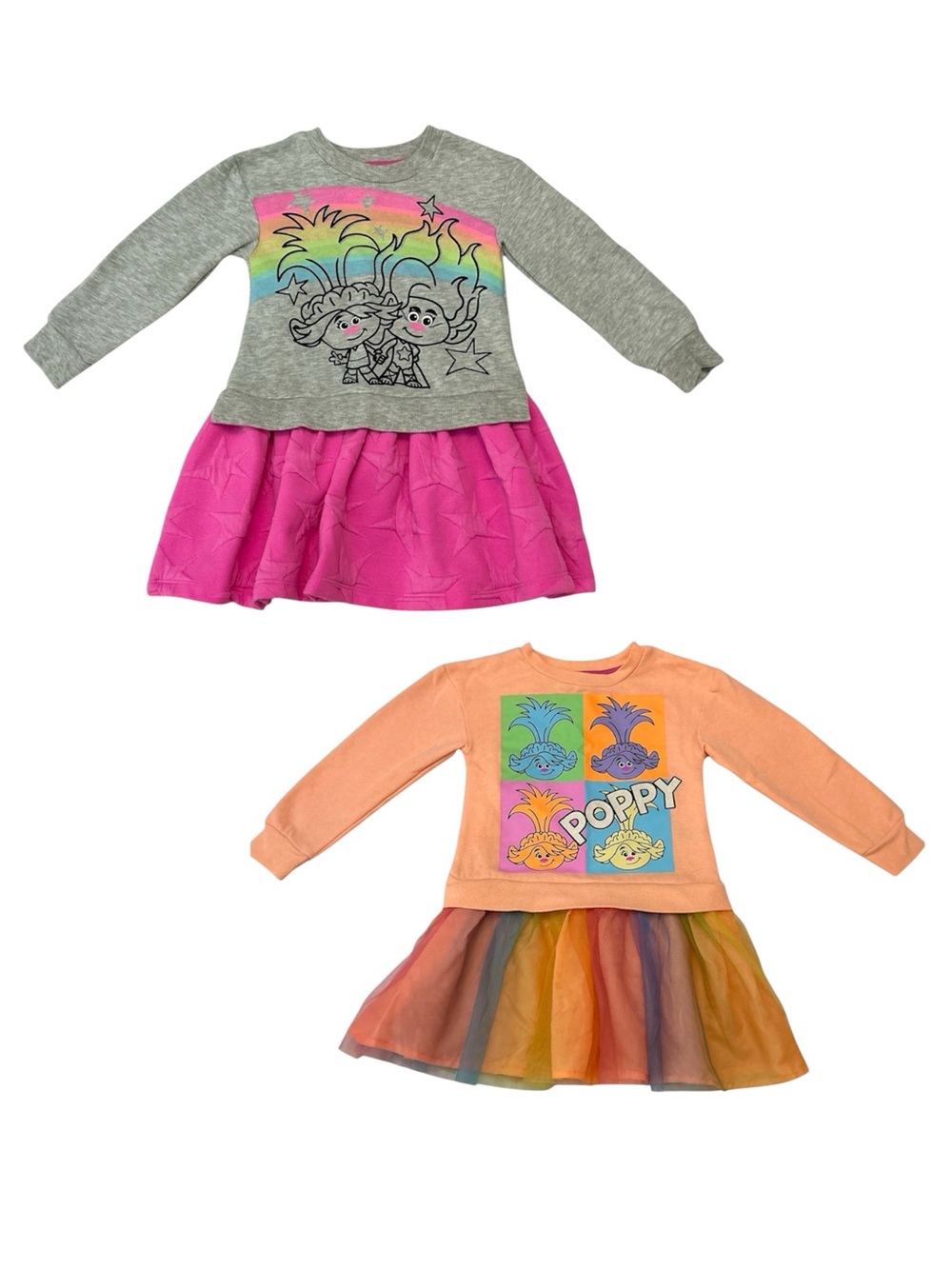 Trolls Poppy Long-Sleeve Rainbow Dress  set if 2 - Pink & Peach